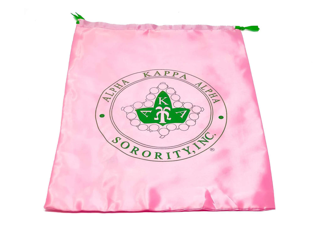 Pink carry bag featuring Alpha Kappa Alpha Sorority logo, perfect for sorority and fraternity paraphernalia.
