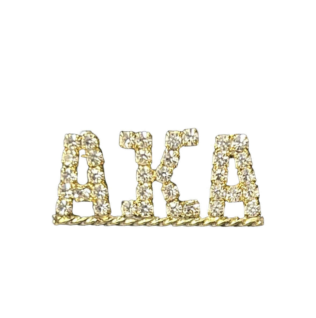 AKA rhinestone pin, elegant sorority paraphernalia, perfect for Greek gear collection.