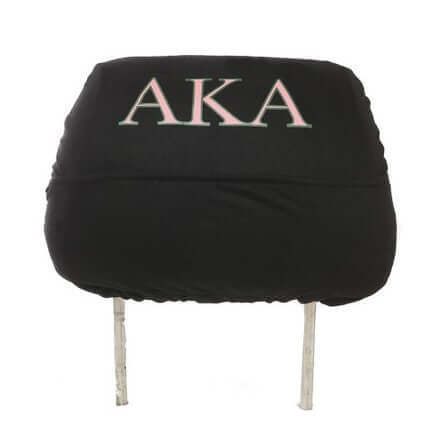 AKA car seat headrest cover featuring full-color shield, perfect for sorority and fraternity paraphernalia.