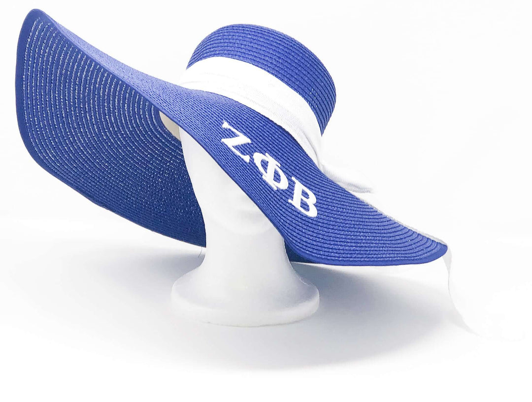 Zeta Hat featuring fraternity sorority letters, stylish sun hat perfect for Greek gear and paraphernalia enthusiasts.