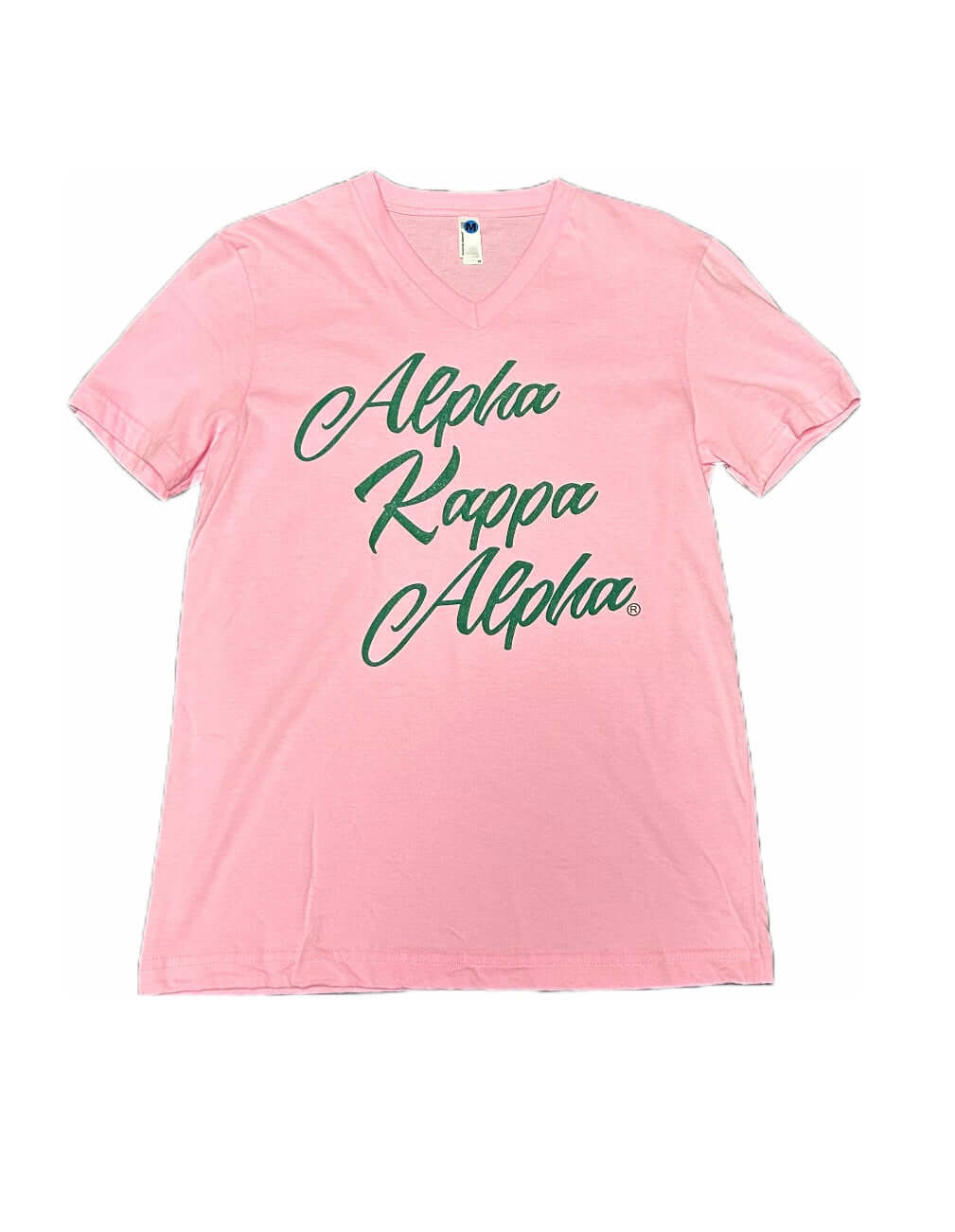 AKA T-Shirt in pink with green lettering, representing Alpha Kappa Alpha sorority pride and style.
