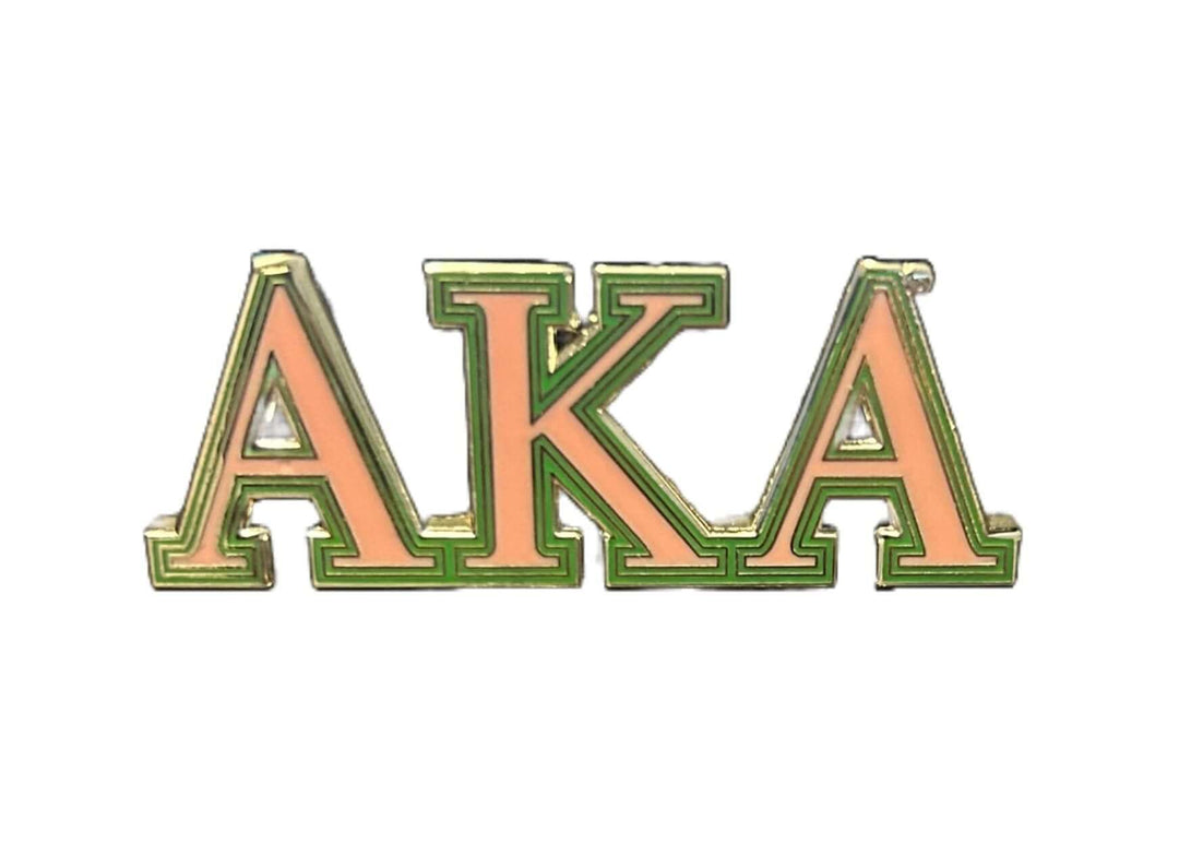 AKA Classic Symbol Pin showcasing the iconic letters in sorority colors, perfect Greek gear for Alpha Kappa Alpha members.