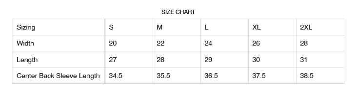 Size chart for Delta Embroidered Satin Symbols Red Sweatshirt, detailing widths and lengths for unisex sizes S to 2XL.