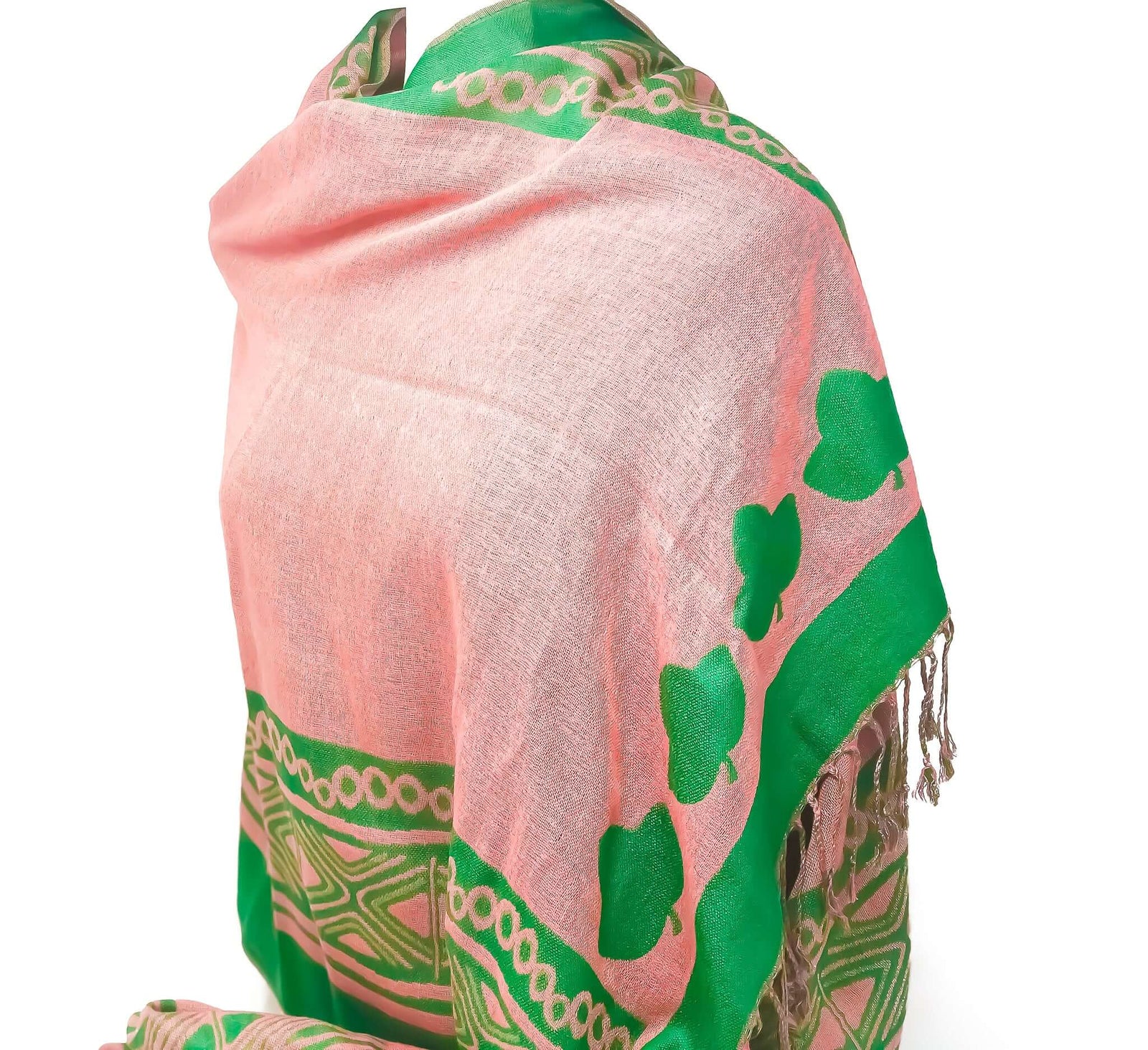 Elegant AKA Pashmina Scarf Wrap in pink and green, perfect for sorority and fraternity pride and stylish Greek gear.