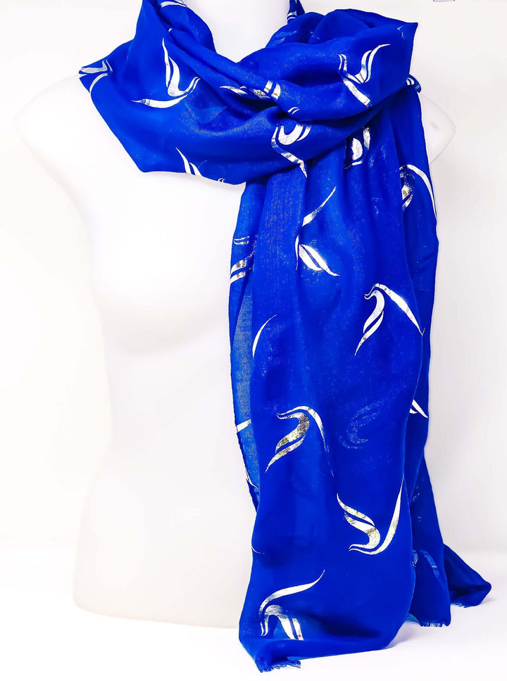 Blue scarf with unique design, perfect for sorority and fraternity events, showcasing stylish Greek gear and paraphernalia.