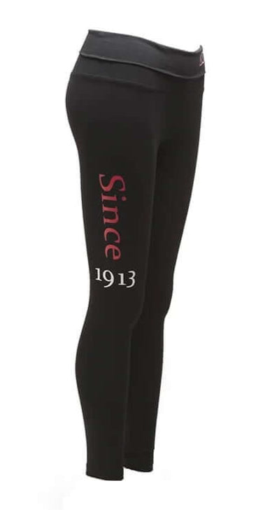 Delta High-Waisted Leggings in black with "Since 1913" design, perfect for sorority and fraternity Greek gear.