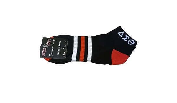 Delta Striped Ankle Socks featuring stylish colors, perfect for sorority and fraternity Greek gear enthusiasts.