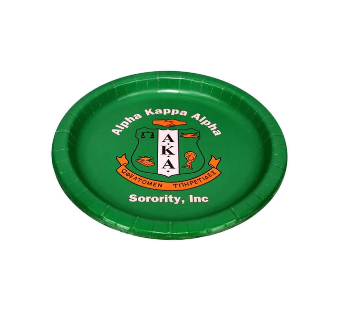 AKA Plates featuring the Alpha Kappa Alpha sorority emblem, perfect for Greek gear gatherings and events.
