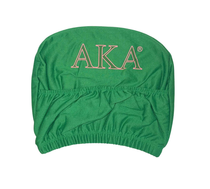 Full-color AKA car seat headrest cover for sorority and fraternity paraphernalia, featuring storage pouch and stylish design.