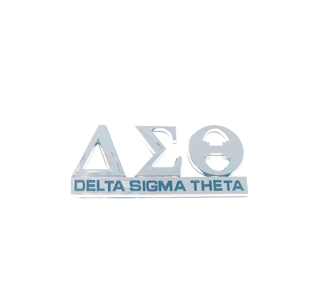 Delta Sigma Theta car decal featuring Greek letters, perfect for sorority and fraternity paraphernalia and Greek gear.