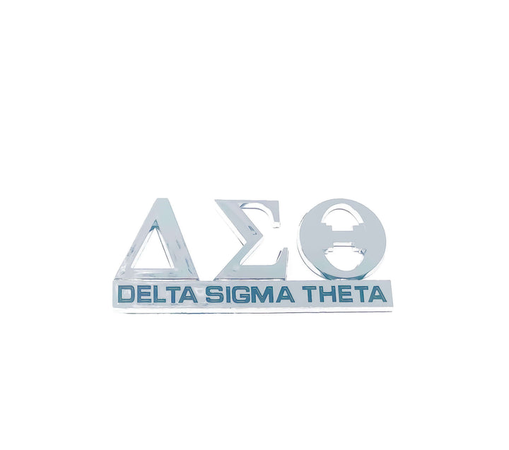 Delta Sigma Theta car decal featuring Greek letters, perfect for sorority and fraternity paraphernalia and Greek gear.