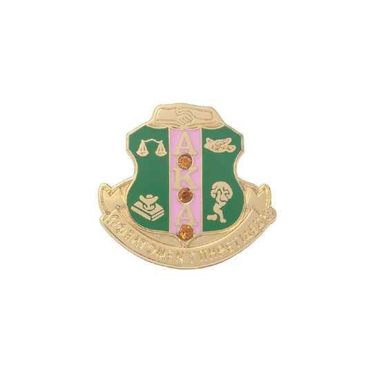 Alpha Kappa Alpha Pins - Crest with Stones