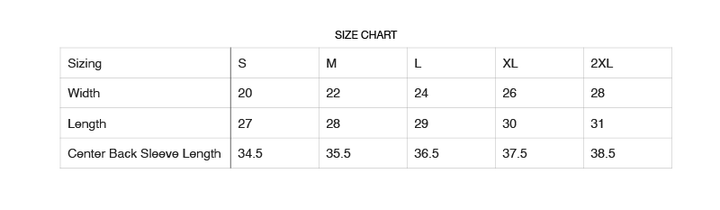 Size chart for AKA Embroidered Satin 1908 Black Hooded Sweatshirt including dimensions for S, M, L, XL, and 2XL.