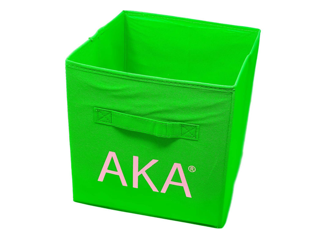 AKA Storage Cube in vibrant green, perfect for organizing sorority paraphernalia and showcasing Greek pride.