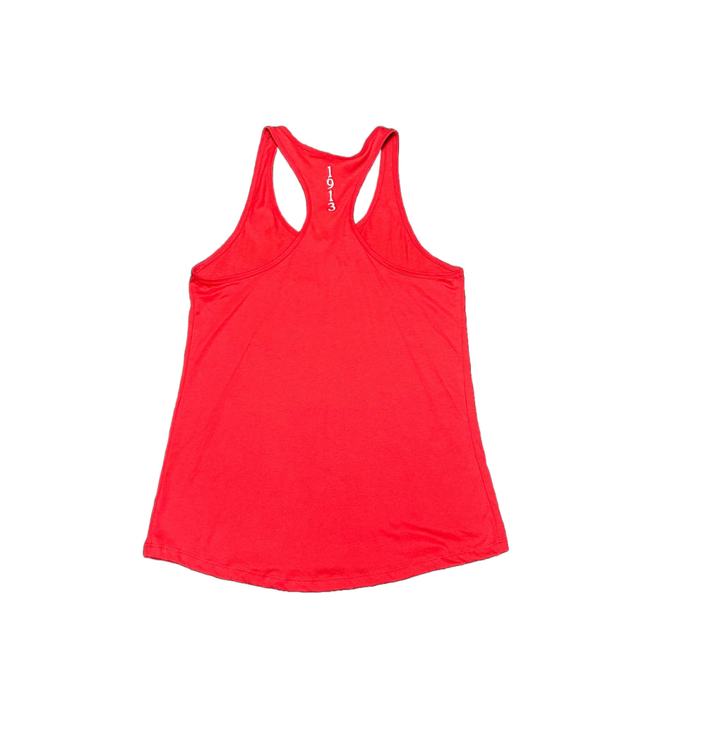 Delta Tank Top in vibrant red, perfect for sorority events, casual wear, or workouts, showcasing Greek gear style.