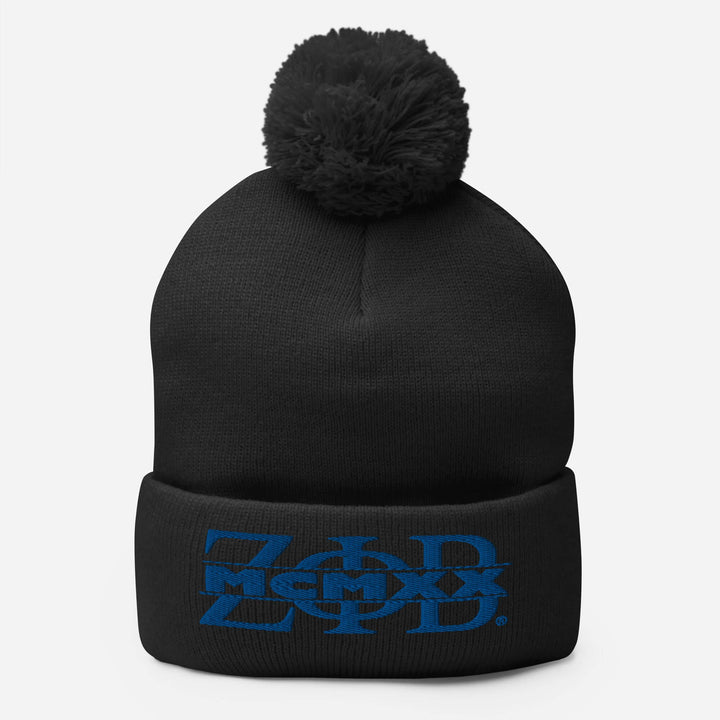 Zeta Phi Beta black pom-pom beanie with embroidered logo, perfect Greek gear for sorority members.