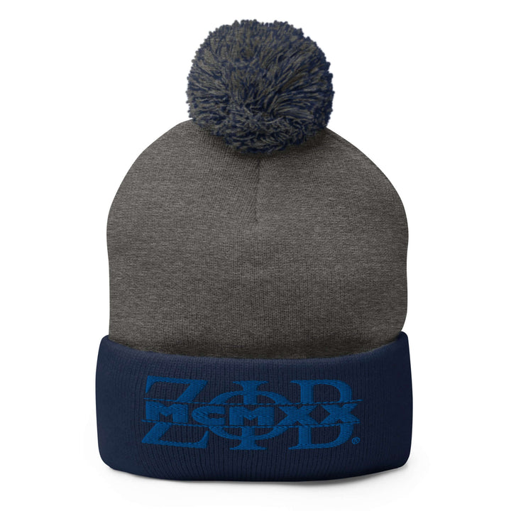 Zeta Phi Beta Pom-Pom Beanie with embroidered logo and fold-over cuff, perfect sorority paraphernalia for Greek gear lovers.