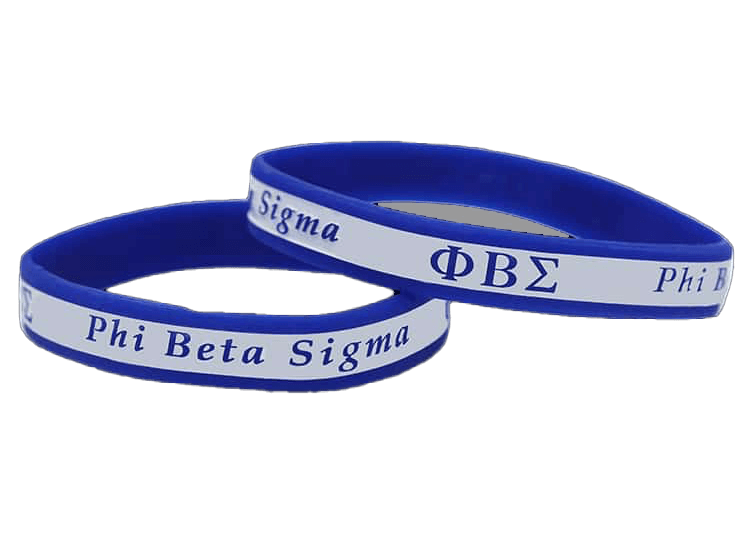 Phi Beta Sigma silicone bracelets in blue, perfect for Greek gear and sorority or fraternity paraphernalia.