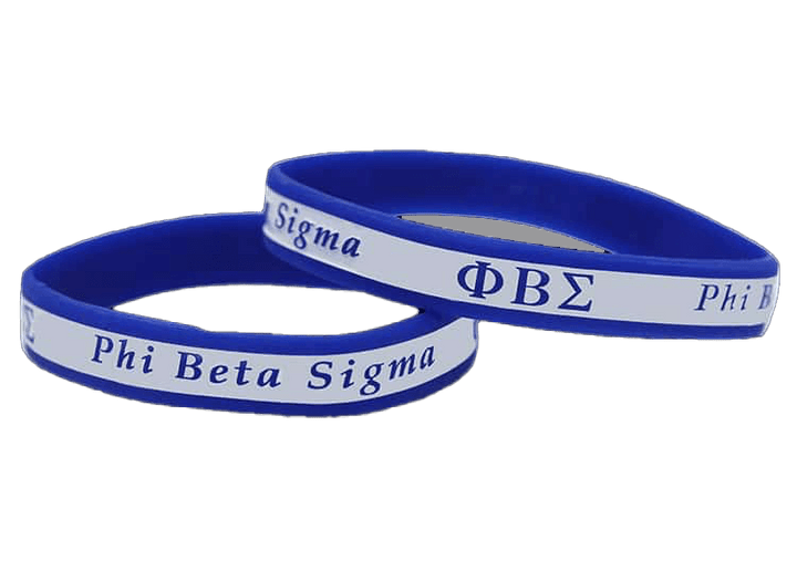 Phi Beta Sigma silicone bracelets in blue, perfect for Greek gear and sorority or fraternity paraphernalia.