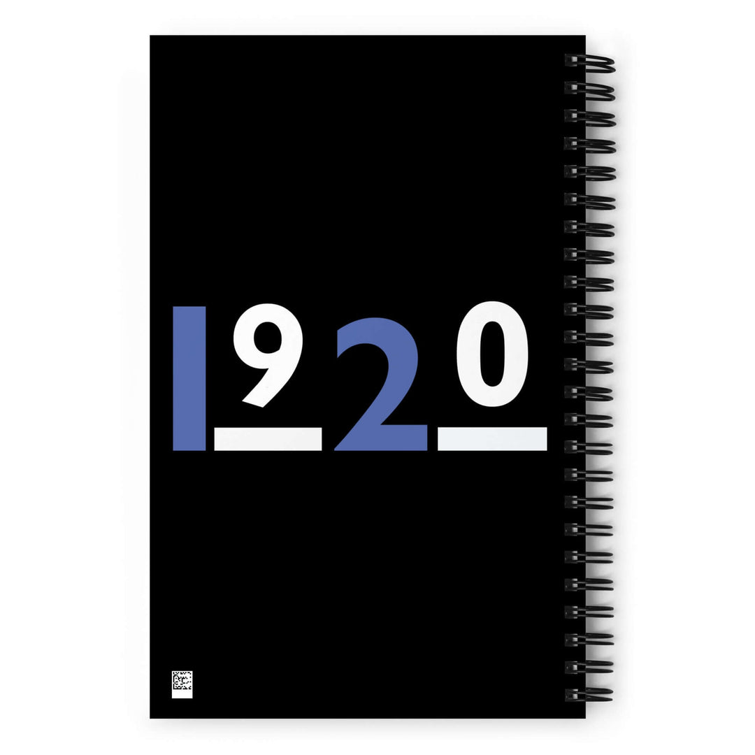 Zeta Phi Beta sorority black spiral notebook with 1920 design, perfect for Greek gear and note-taking motivation.