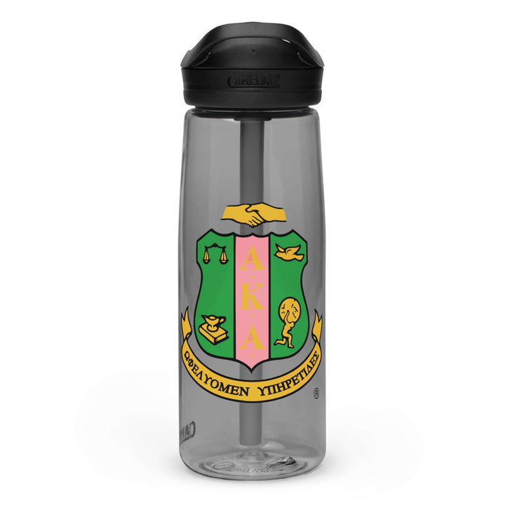 AKA Crest sports water bottle made from recycled plastic, perfect for sorority and fraternity greek gear.