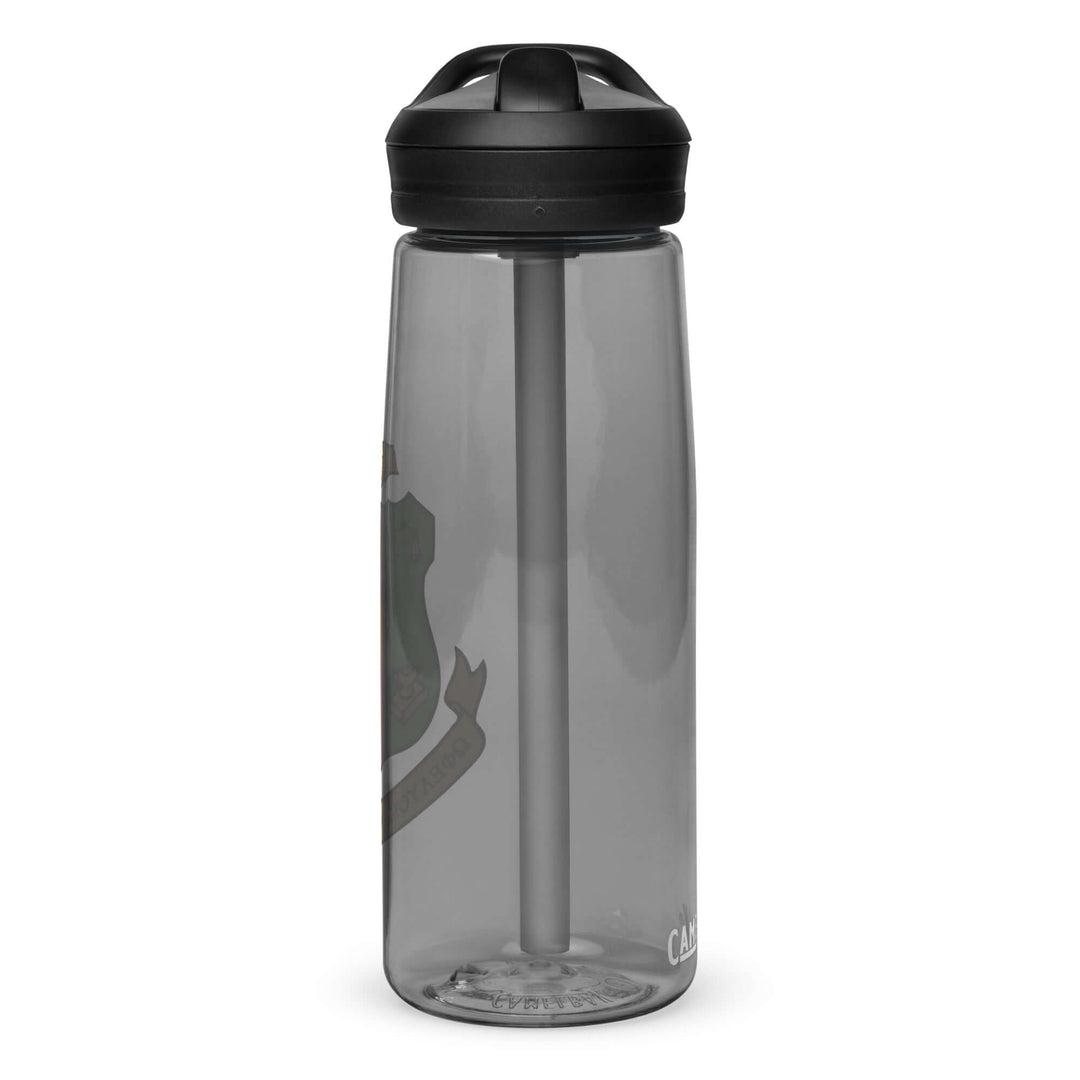 AKA Crest sports water bottle made from recycled plastic, 25 oz, BPA-free, perfect for sorority and fraternity Greek gear.