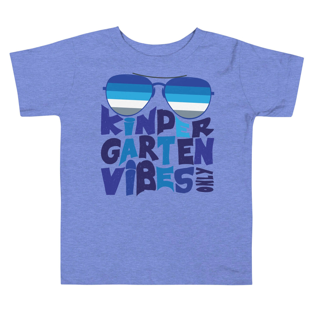Zeta Inspired Kindergarten Vibes Only kids tee in blue featuring playful sunglasses design, ideal for young sorority supporters.