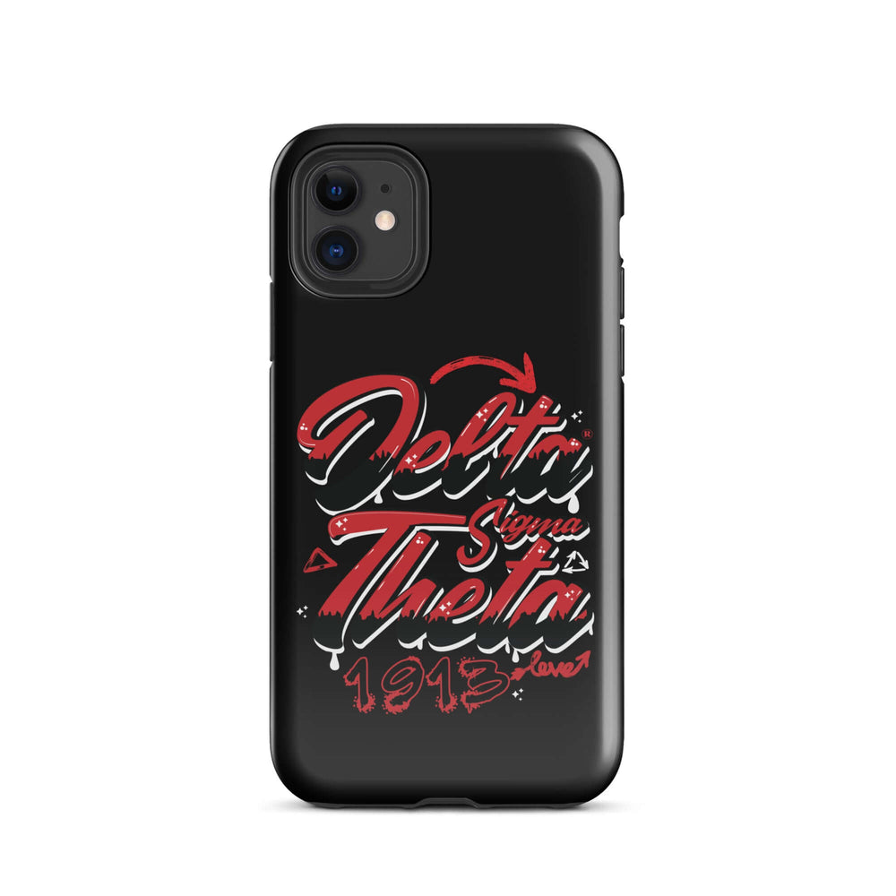 Delta Sigma Theta graffiti tough case for iPhone, stylish sorority paraphernalia and Greek gear, 1913 design.