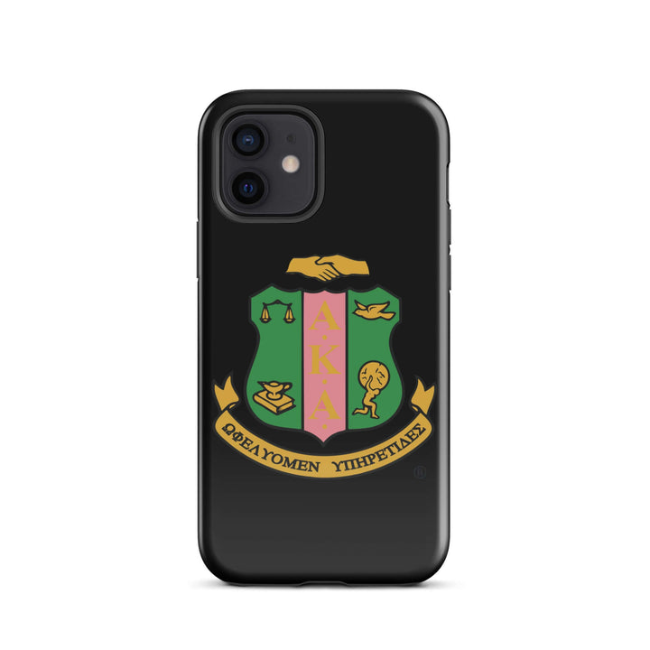 AKA Shield Tough Case for iPhone® featuring sorority insignia, combining style and protection for Greek gear enthusiasts.