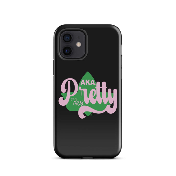 Stylish AKA Pretty Ivy Tough Case for iPhone, showcasing Greek gear and sorority spirit in pink and green design.