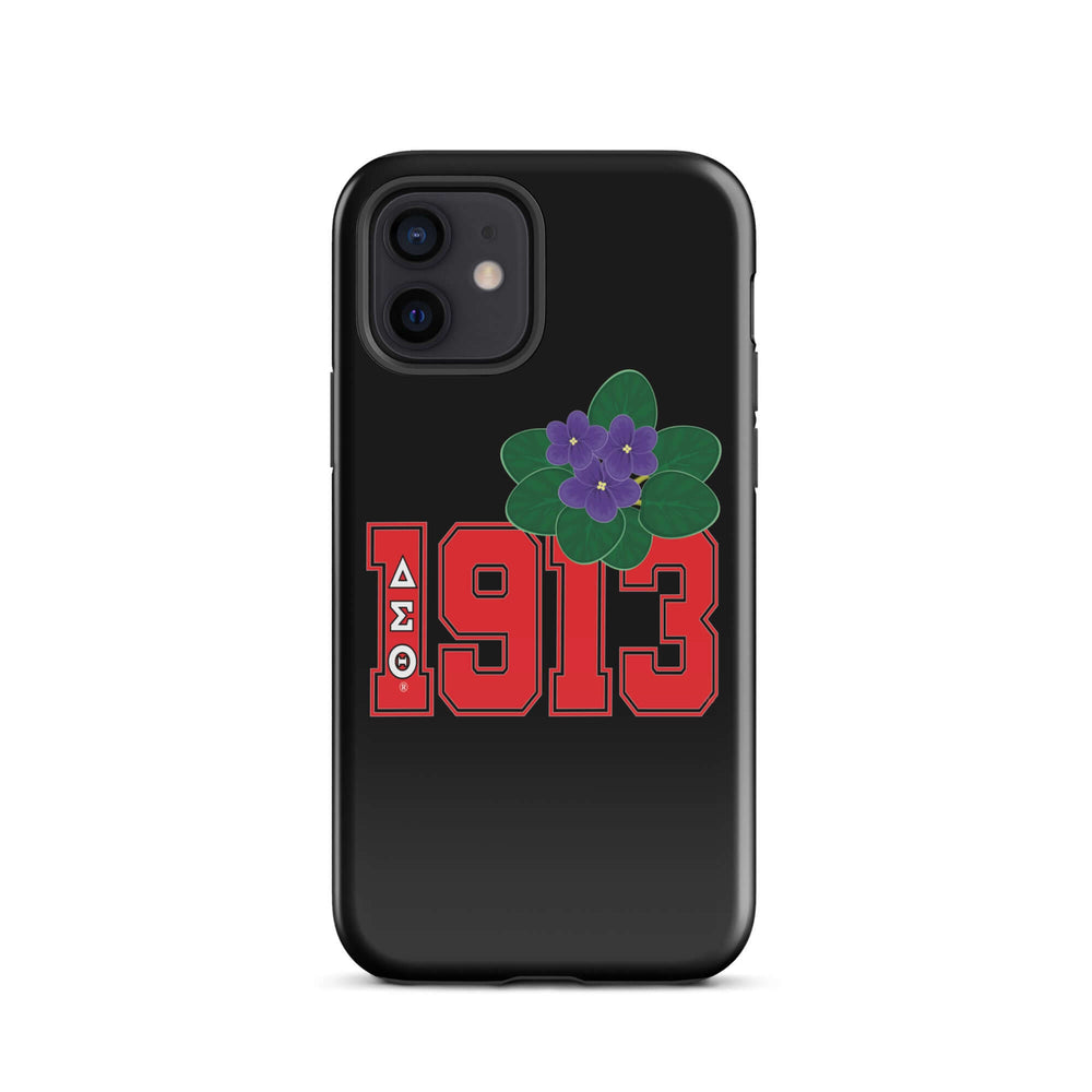 Delta Sigma Theta iPhone tough case with violet design and 1913, perfect for sorority paraphernalia and Greek gear.