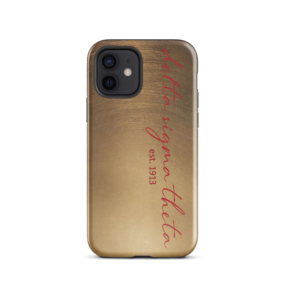 Delta Sigma Theta gold script iPhone case for sorority pride and stylish protection in Greek gear.