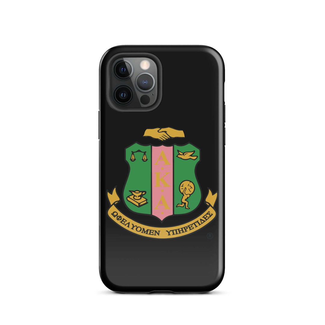 AKA Shield Tough Case for iPhone® featuring sorority emblem, offering durable dual-layer protection and stylish Greek gear.