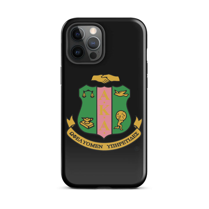 AKA Shield Tough Case for iPhone® featuring Greek gear and sorority paraphernalia, combining style and dual-layer protection.