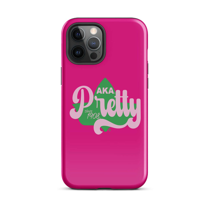 AKA Pretty Pink Ivy Tough Case for iPhone, stylish Greek gear for sorority and fraternity members, offers dual-layer protection.