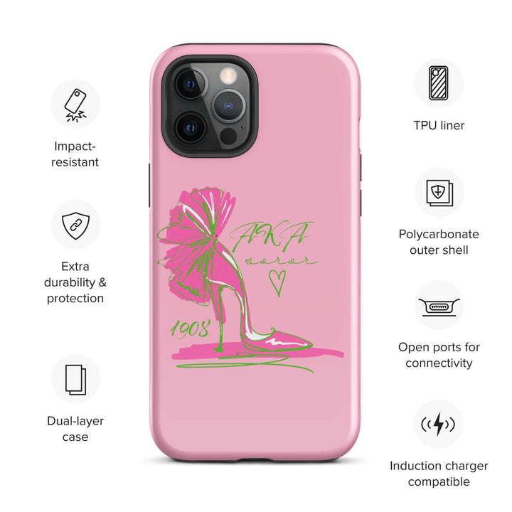 AKA Lady Slipper Tough Case for iPhone® - stylish, dual-layer protection, perfect for sorority and fraternity paraphernalia.