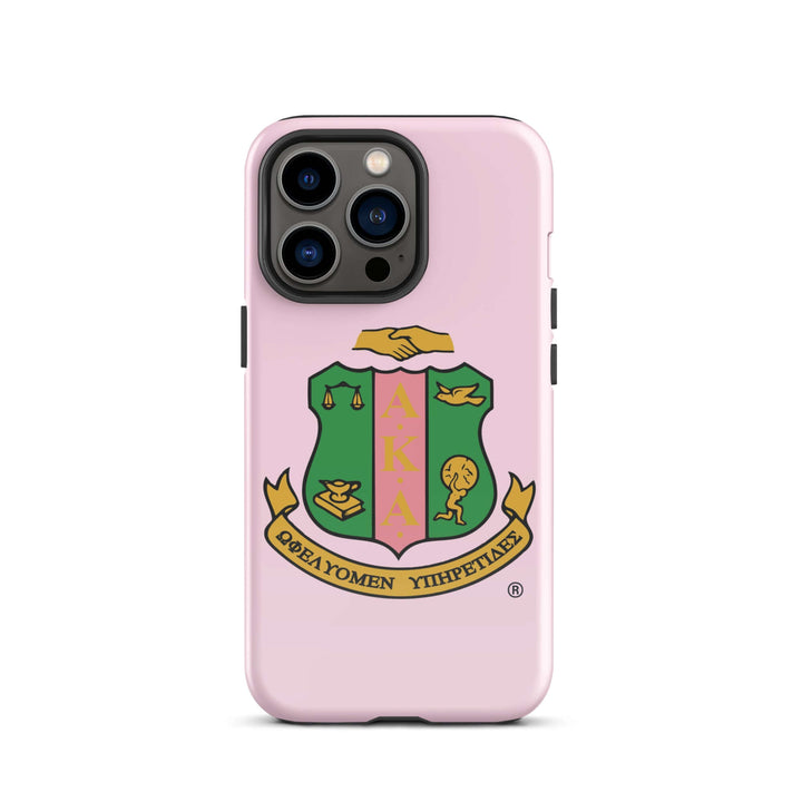AKA Crest Tough Case for iPhone, featuring vibrant sorority design in dual-layered protection for stylish Greek gear.