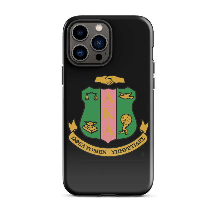 AKA Shield Tough Case for iPhone® featuring Greek letters and emblem, perfect sorority paraphernalia for Greek gear lovers.