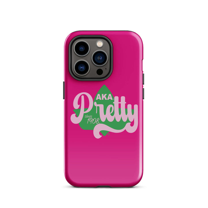 AKA Pretty Pink Ivy Tough Case for iPhone®—stylish Greek gear for sorority and fraternity members, offering dual-layer protection.