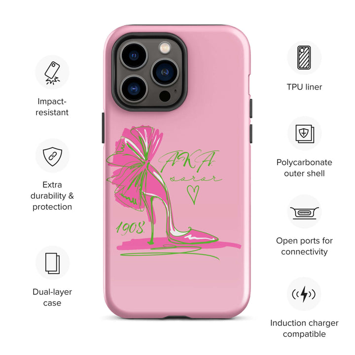 AKA Lady Slipper Tough Case for iPhone® featuring dual-layer protection and stylish sorority design for Greek gear.