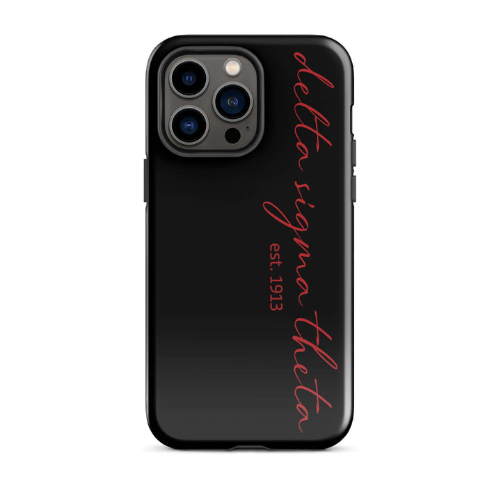 Delta Sigma Theta Black Script Tough Case for iPhone® - stylish sorority paraphernalia and durable protection.
