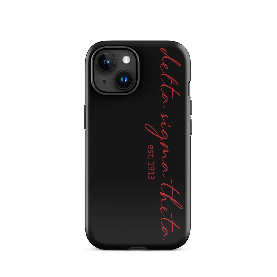 Delta Sigma Theta stylish black tough case for iPhone, showcasing sorority pride and durable protection for greek gear.