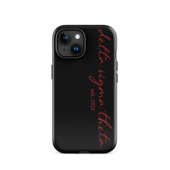 Delta Sigma Theta stylish black tough case for iPhone, showcasing sorority pride and durable protection for greek gear.