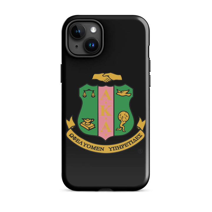 AKA Shield Tough Case for iPhone® featuring Greek symbols, ideal for sorority and fraternity paraphernalia and Greek gear.
