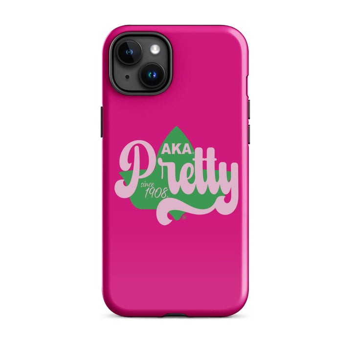 AKA Pretty Pink Ivy Tough Case for iPhone®, stylish sorority gear, dual-layer protection, perfect for Greek life.