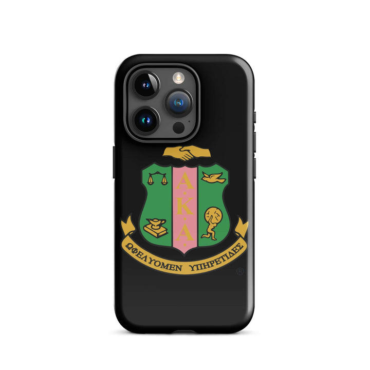 AKA Shield Tough Case for iPhone® featuring sorority crest, dual-layer protection for stylish Greek gear.