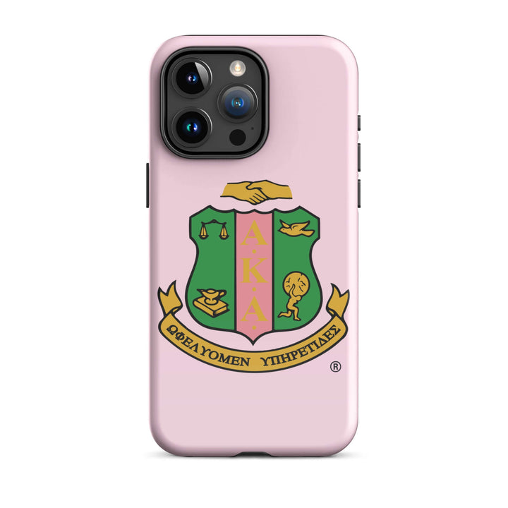 aka crest tough case for iPhone, aka sorority paraphernalia, dual-layer protection, stylish greek gear accessory.