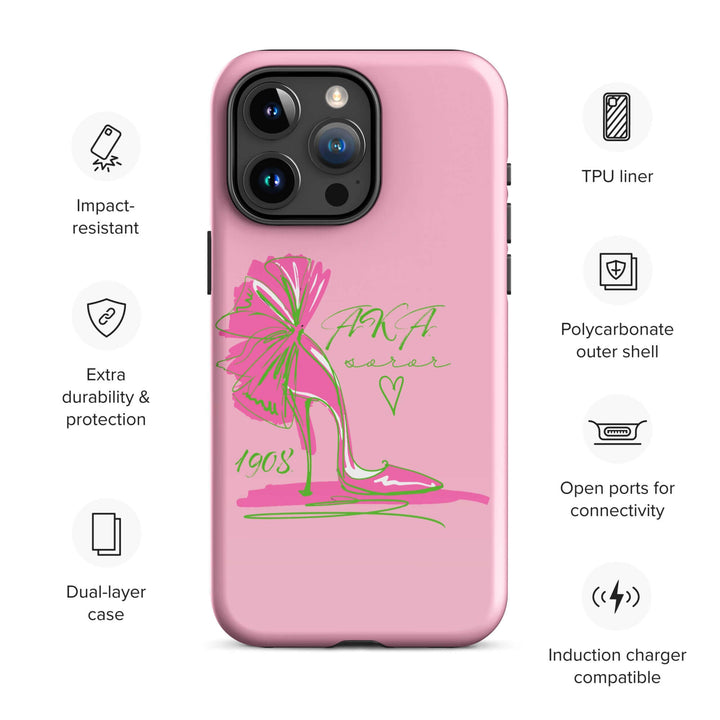 AKA Lady Slipper tough case for iPhone® featuring stylish design and dual-layer protection for sorority and fraternity gear.