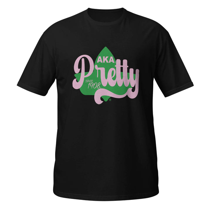 AKA Pretty T-Shirt in black featuring vibrant green and pink design, perfect for sorority and fraternity pride.