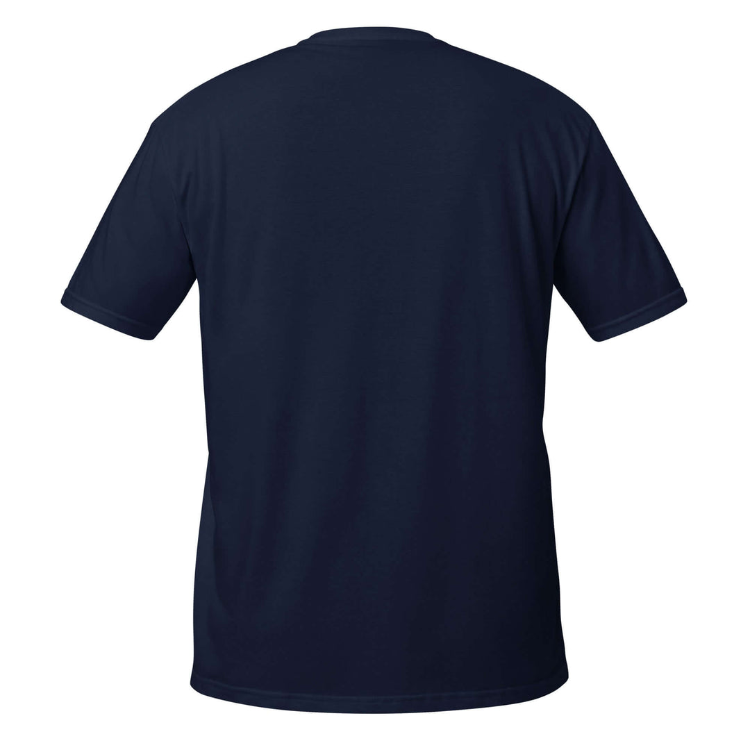 Back view of navy Zeta Reasons T-Shirt, made from soft ring-spun cotton, ideal for sorority and fraternity paraphernalia.